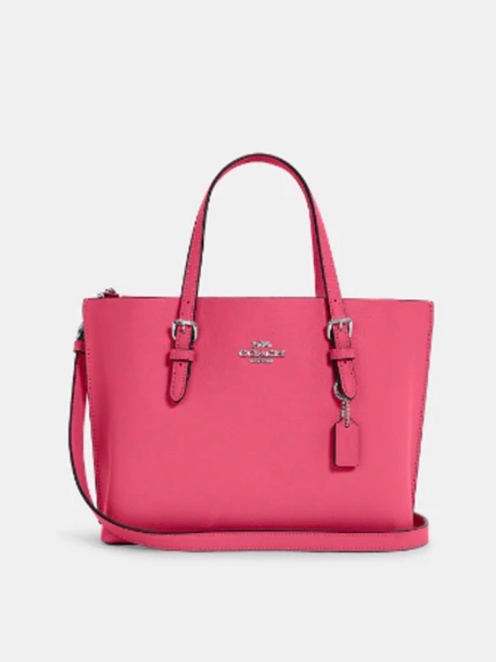 NWT Coach Mollie Tote 25-Pebbled Leather in Petunia/Silver